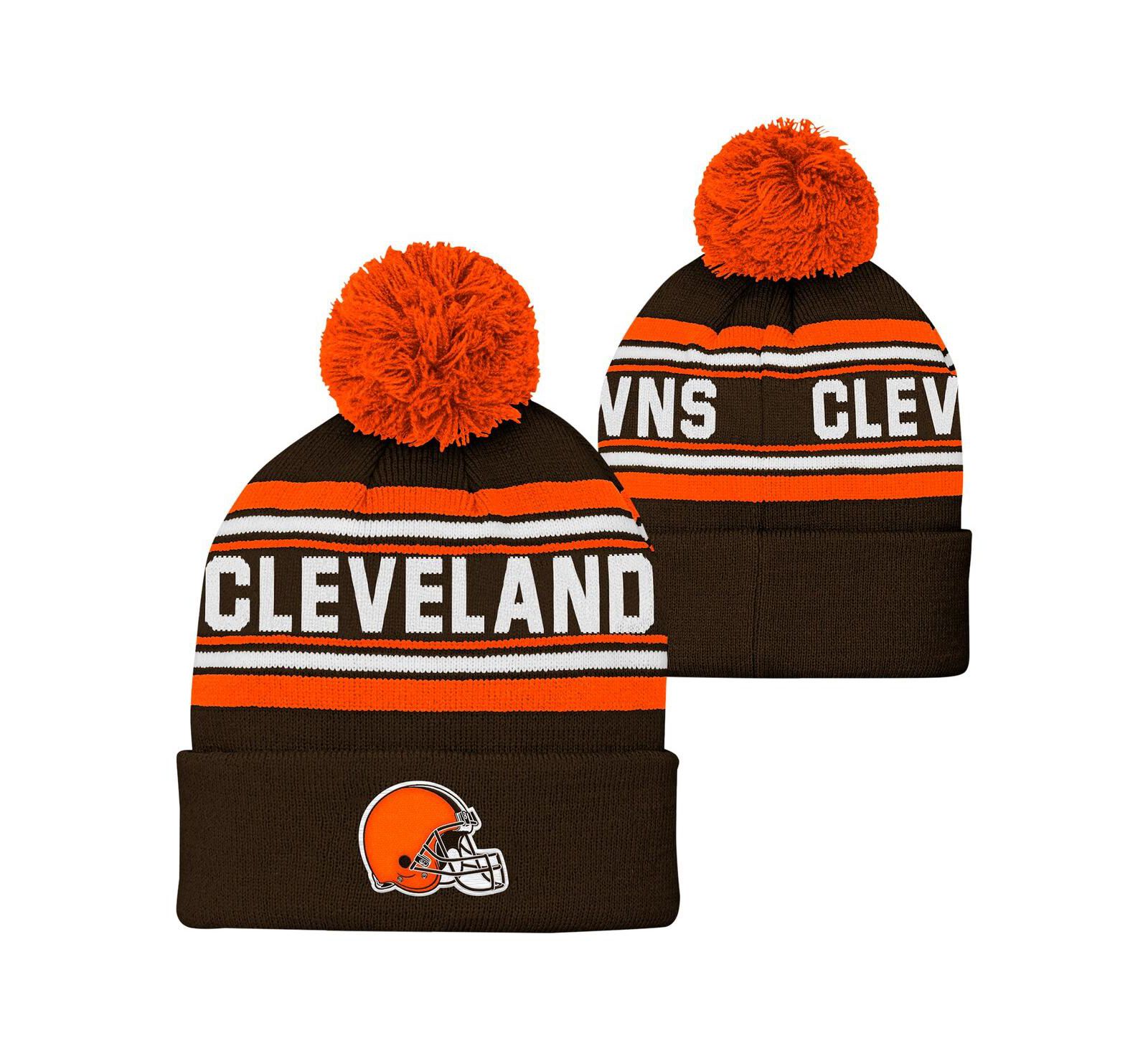 Вязаная шапка Outerstuff Big Boys and Girls Brown Cleveland Browns Jacquard Tassel with Pom