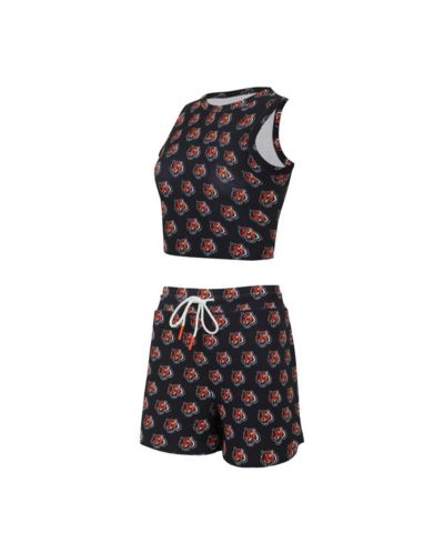 Комплект Concepts Sport Women's Cincinnati Bengals Gauge Allover Print Cropped Tank Top Shorts Sleep Set