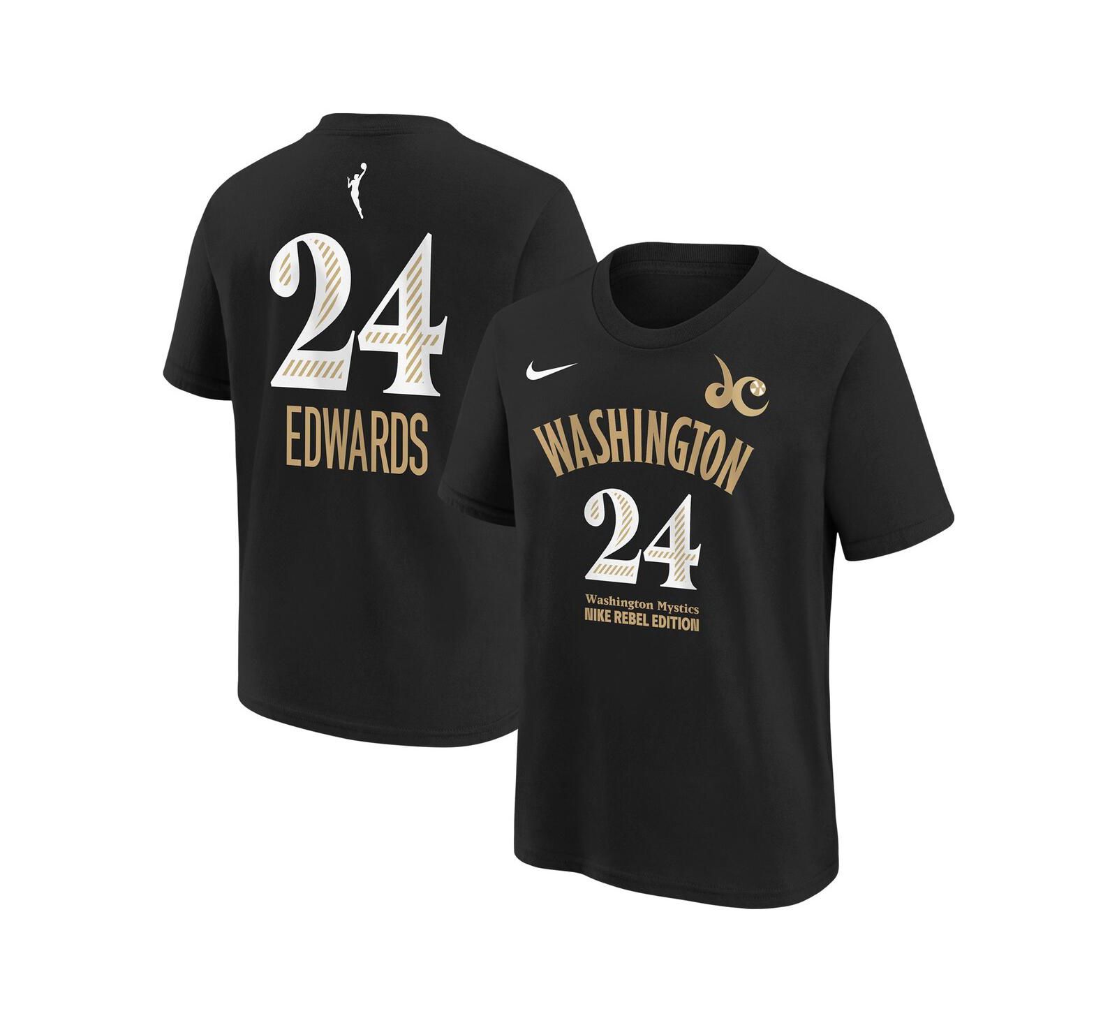 Детская футболка Nike Aaliyah Edwards Black Washington Mystics Draft Rebel Edition Name & Number