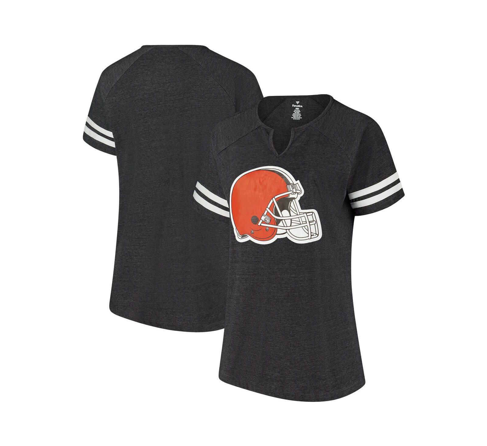 Женская футболка Fanatics Cleveland Browns Plus Size с логотипом и полосками, серого цвета