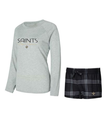 Concepts Sport Women's New Orleans Saints Petition Raglan Long Sleeve Top Shorts Set