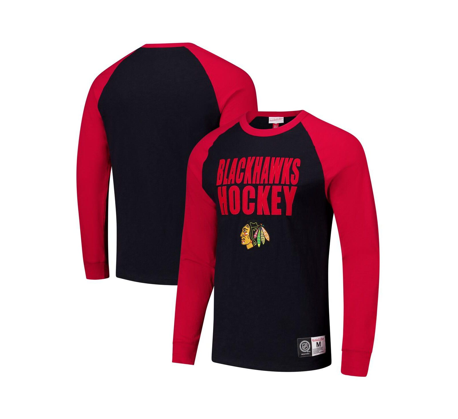 Mitchell Ness Мужская футболка raglan long sleeve Chicago Blackhawks Black, Red