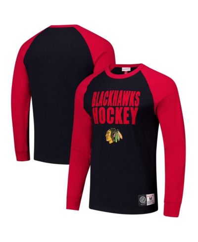 Mitchell Ness Мужская футболка raglan long sleeve Chicago Blackhawks Black, Red