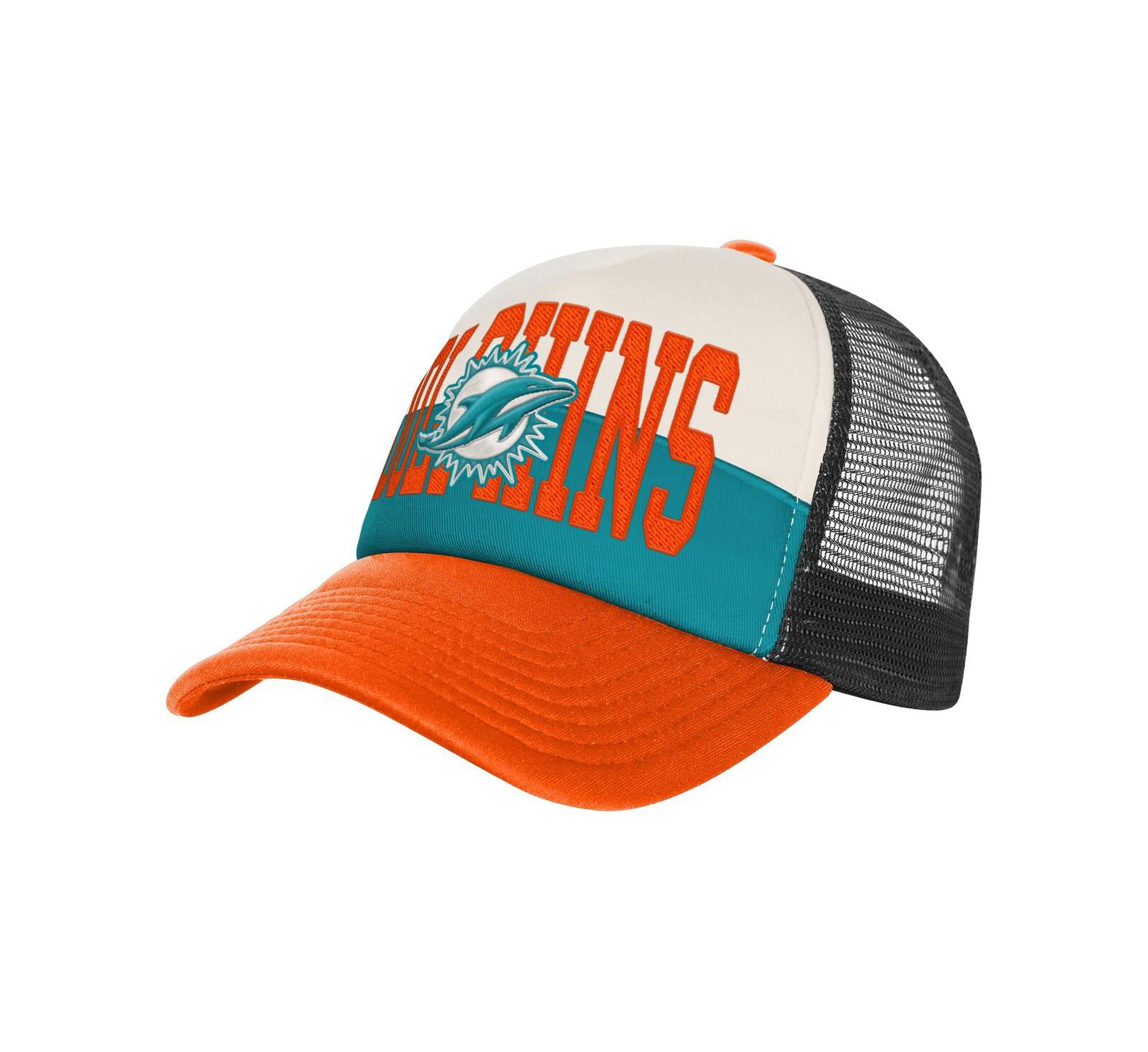 Детская кепка Outerstuff White/Orange Miami Dolphins Modern Fan Trucker регулируемая
