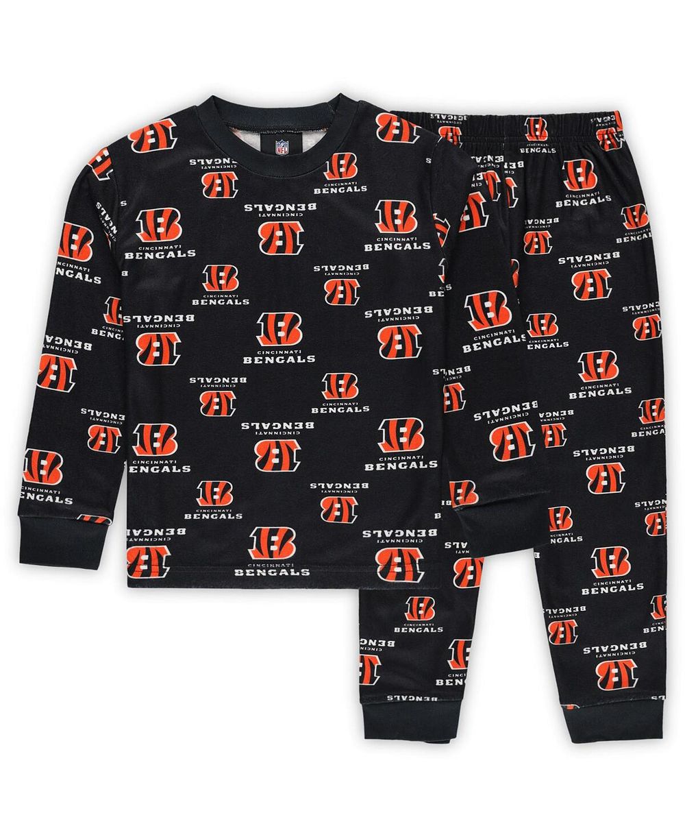 Детский комплект для сна Outerstuff: футболка с длинным рукавом и брюки Cincinnati Bengals, черный