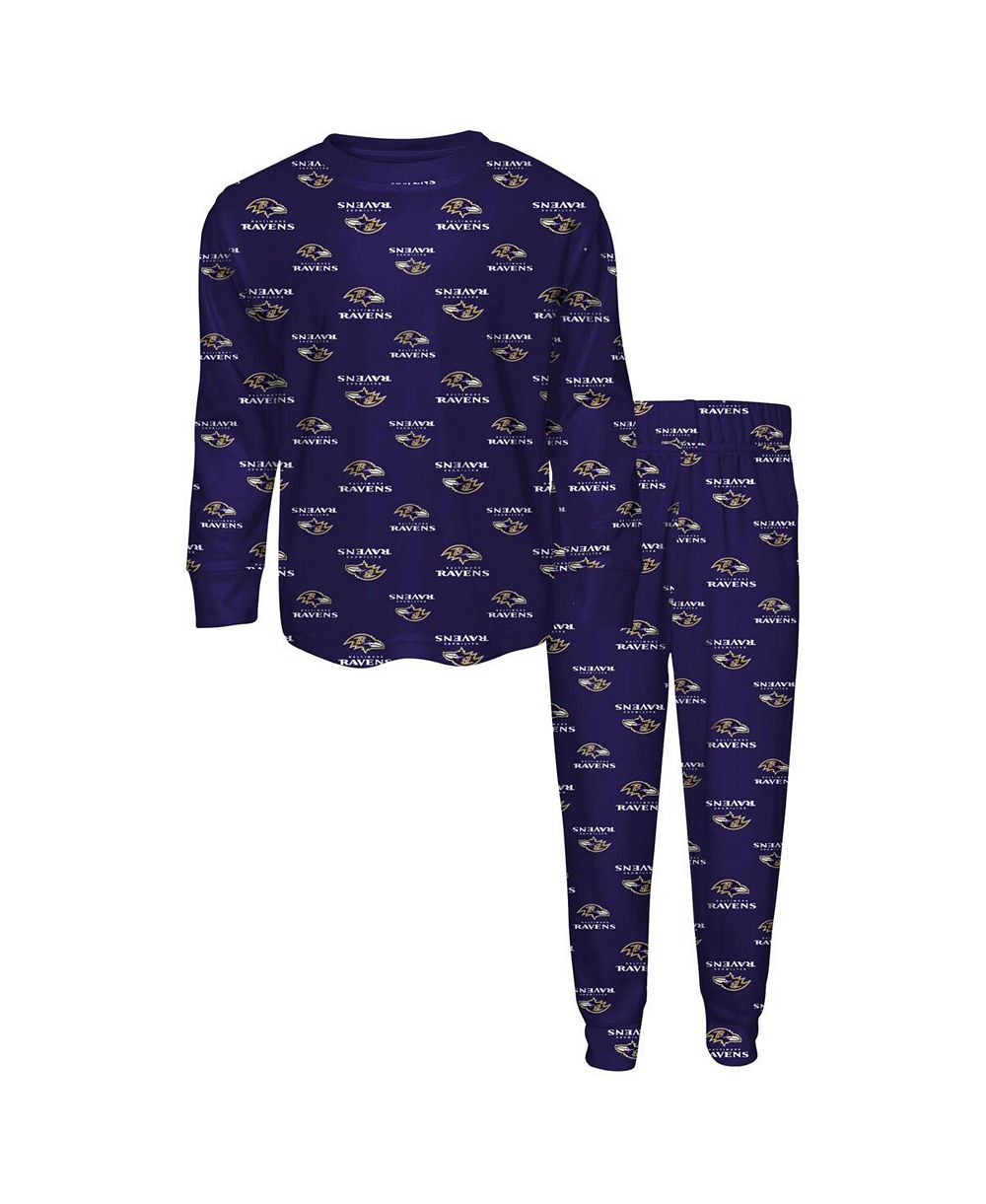 Outerstuff Toddler 2-Piece Purple Baltimore Ravens All-Over-Print Long Sleeve T-Shirt and Pants Sleep Set