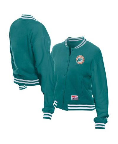 New Era Women's Aqua Miami Dolphins Throwback Fleece Full-Snap Jacket
