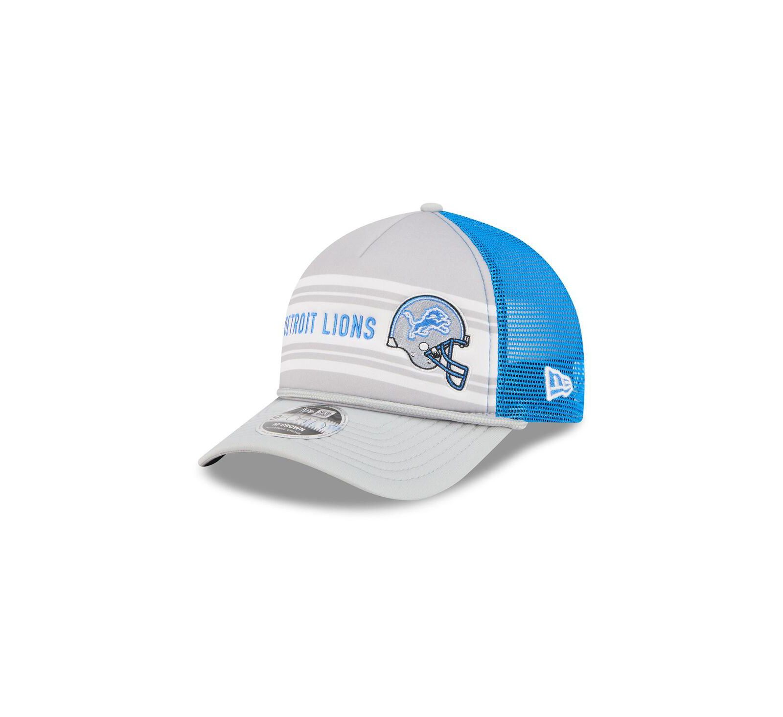 Мужская кепка New Era Gray Detroit Lions Linear A-Frame 9FORTY Adjustable Hat