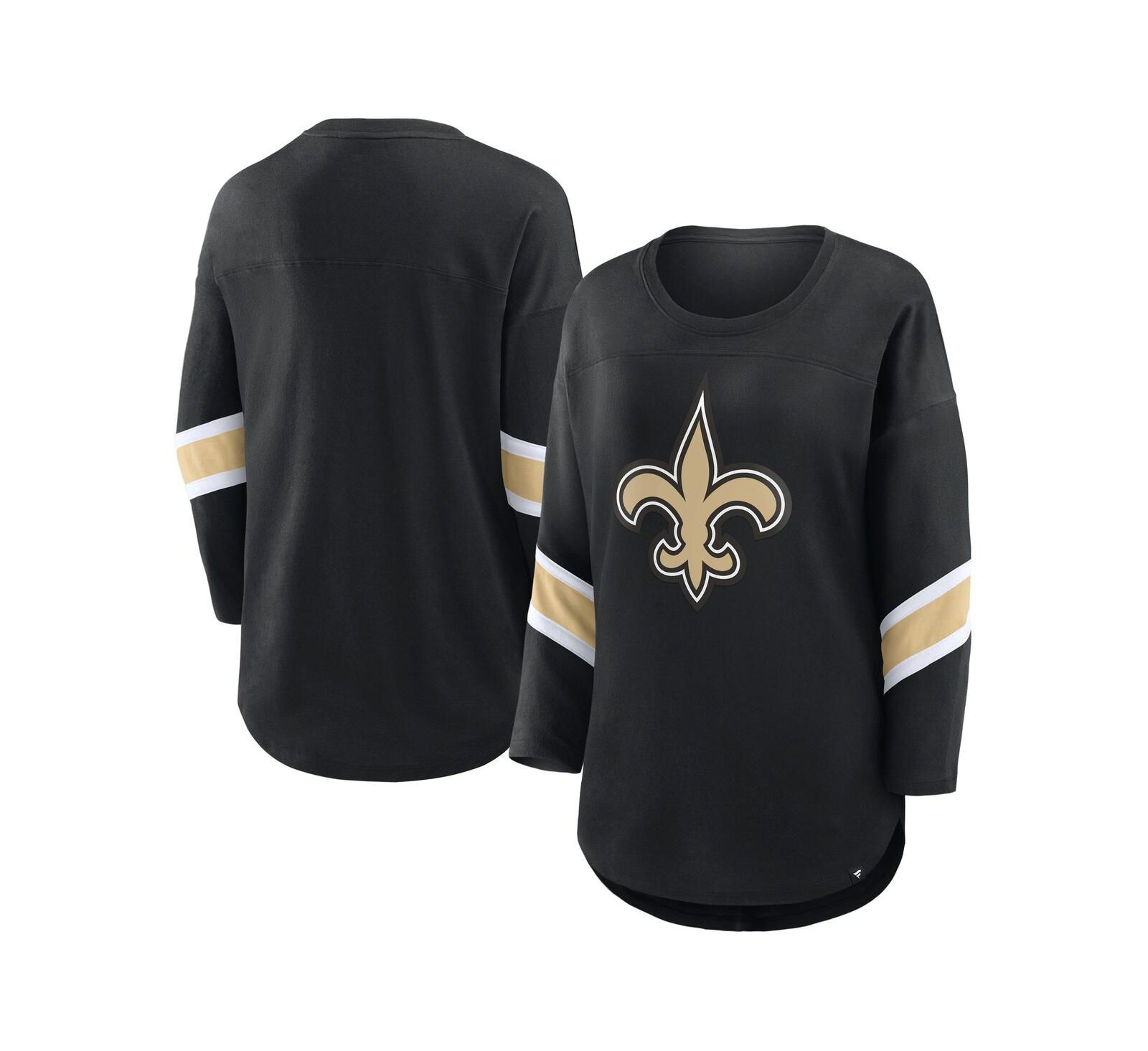 Fanatics Women's Black New Orleans Saints Plus Size Redzone 3/4-Sleeve Scoop Neck T-Shirt