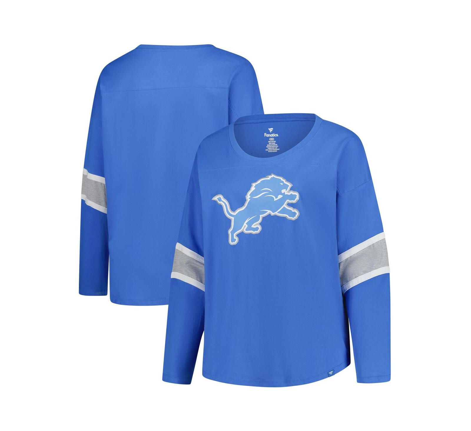 Fanatics Women's Blue Detroit Lions Plus Size Redzone 3/4-Sleeve Scoop Neck T-Shirt