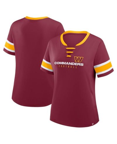 Женская футболка Fanatics Burgundy Washington Commanders Plus Size Red Zone Athena Lace-Up V-Notch Neck