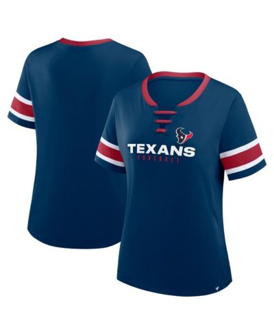 Женская футболка Fanatics Plus Size Navy Houston Texans Red Zone Athena с кружевной шнуровкой и V-образным вырезом