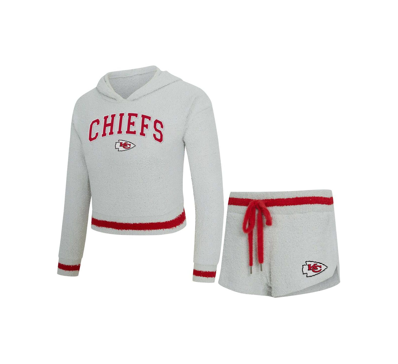 Concepts Sport Женский комплект: худи и шорты Concepts Sport Gray Kansas City Chiefs Whitley Long Sleeve