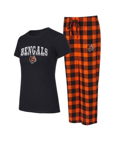 Concepts Sport Женский комплект из 2 предметов (футболка и фланелевая пижама) Cincinnati Bengals Avondale Black/Orange