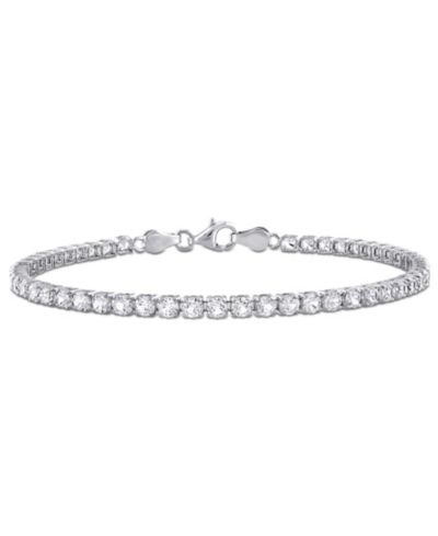 Macy's Created Pink Sapphire (6-1/8 ct. t.w.) Tennis Bracelet in 18k Rose Gold Flash Plated Sterling Silver (Also in White Sapphire)