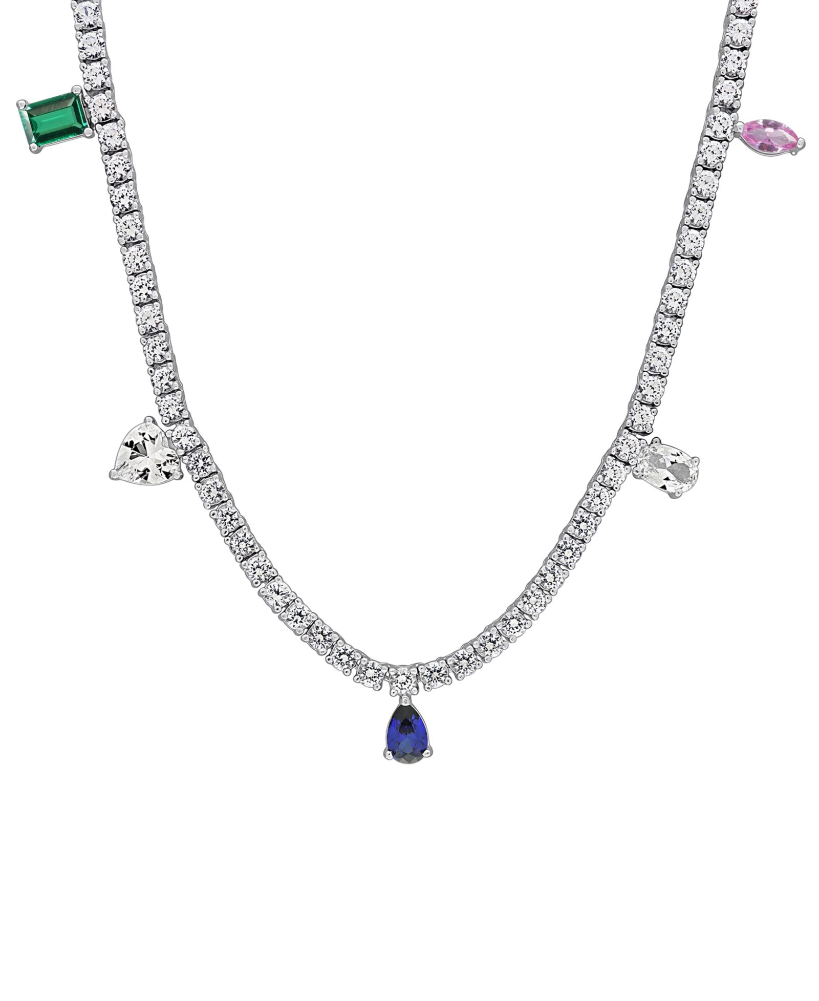 Macy's Multi-Gemstone (19-1/3 ct. t.w.) Charm Necklace in Sterling Silver
