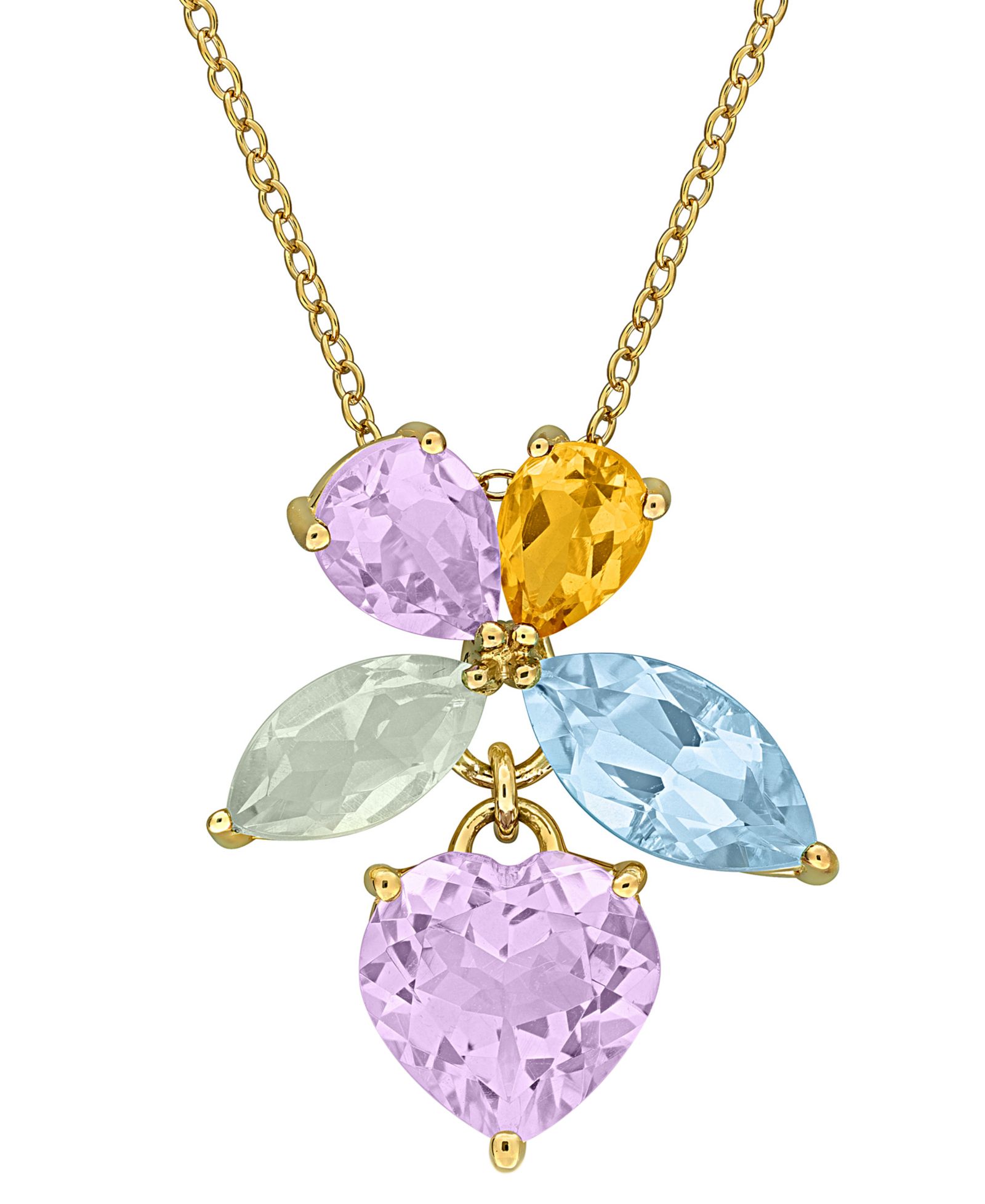 Подвеска Macy's Multi-Gemstone Heart в 18k Gold Flash Plated