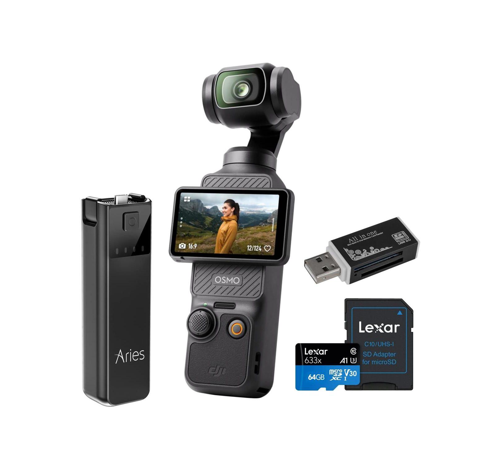 DJI Osmo Pocket 3 Gimbal Vlogging Camera, w/Power Bank, 64GB Card  Bag