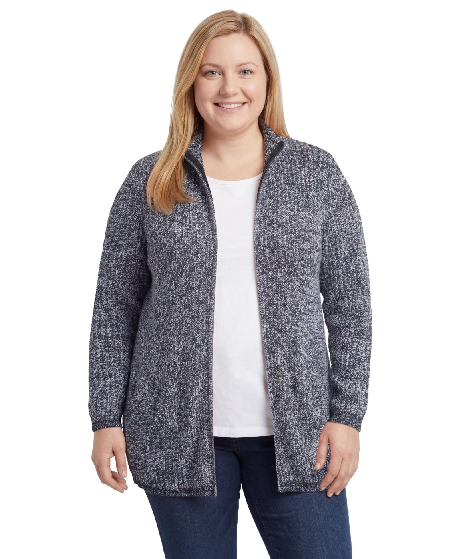 Woman Within кардиган Plus Size Within Zip Front Shaker