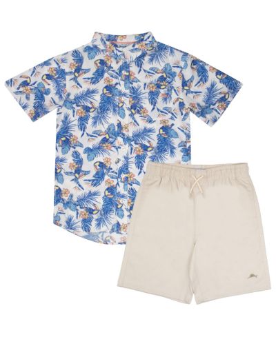 Tommy Bahama Детский набор: рубашка Гавайи с коротким рукавом и шорты из эластичной ткани