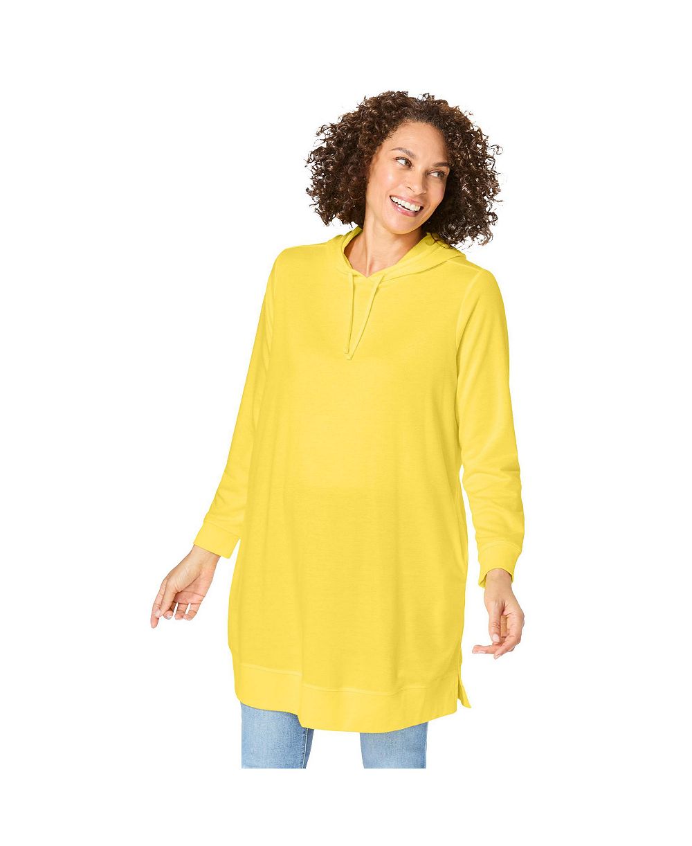 Woman Within Plus Size Longer-Length Hoodie Sweatshirt.