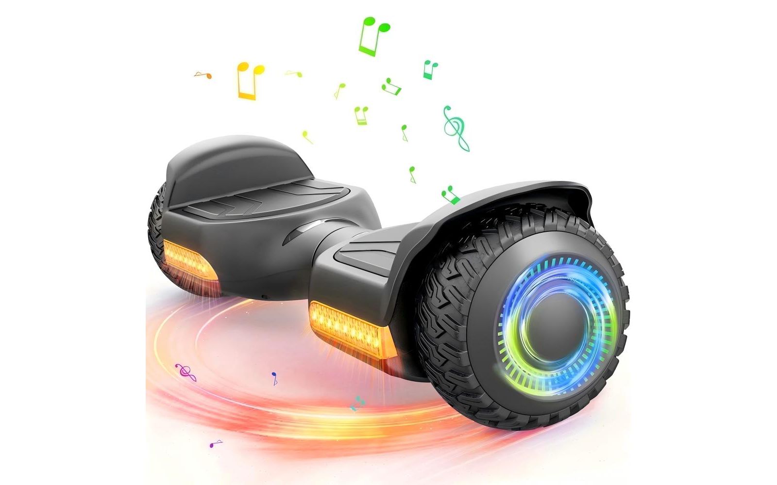 Everyfun ховерборд All Terrain с цветными LED подсветкой и мотором 500W, встроенным динамиком, скорость 7.75mph, макс. нагрузка 176lbs