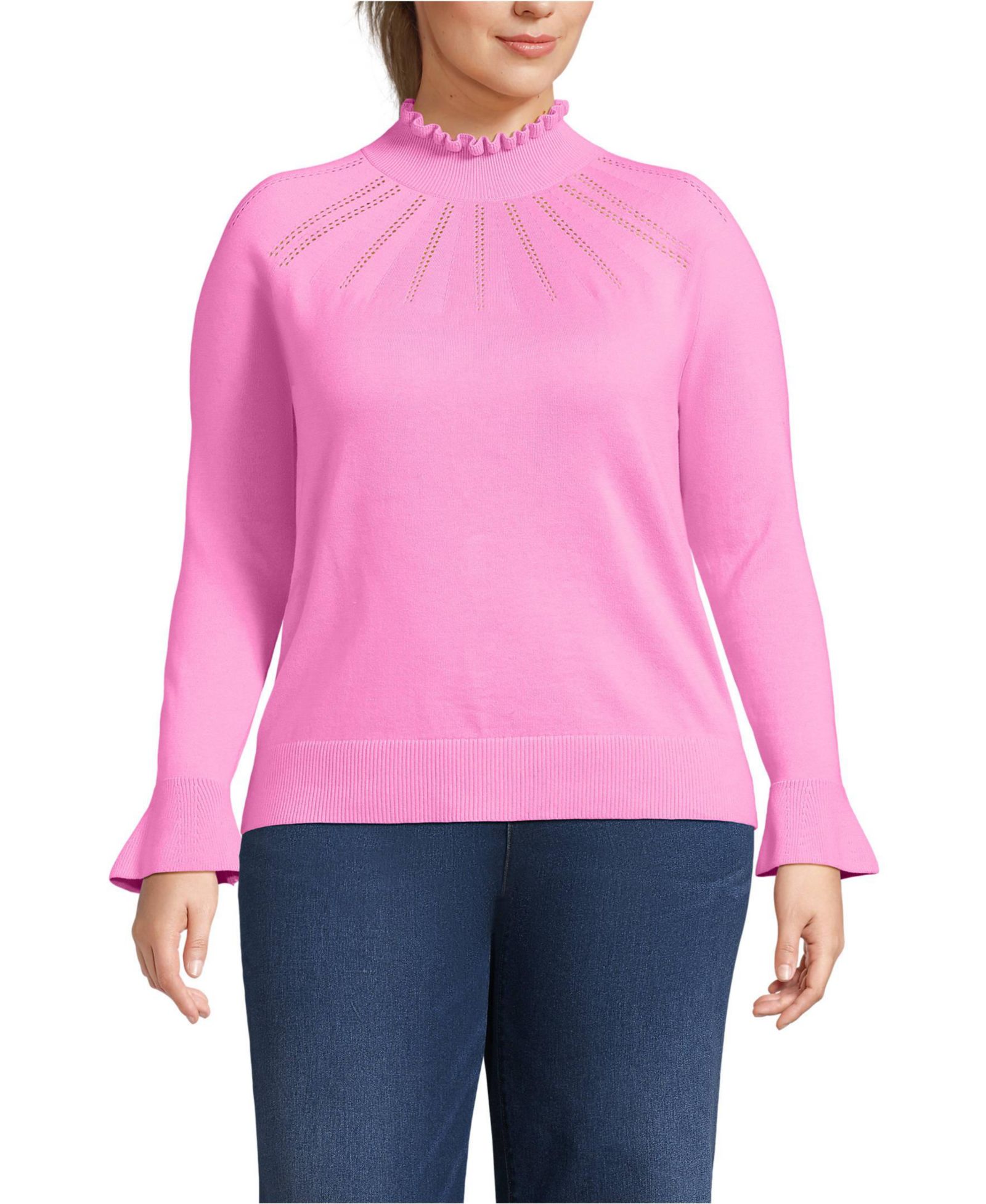 Свитер с высоким воротником Lands' End Женский Plus Size, хлопок