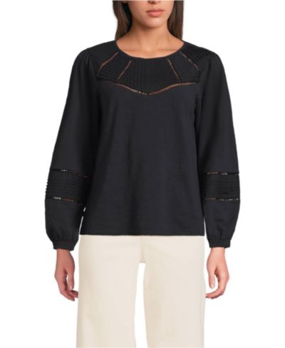 Женский топ Lands' End Long Sleeve Slub Pintuck