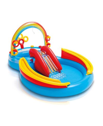 Intex 9.75ft x 6.3ft x 53in Rainbow Slide Kids Play Inflatable Pool Ring Center