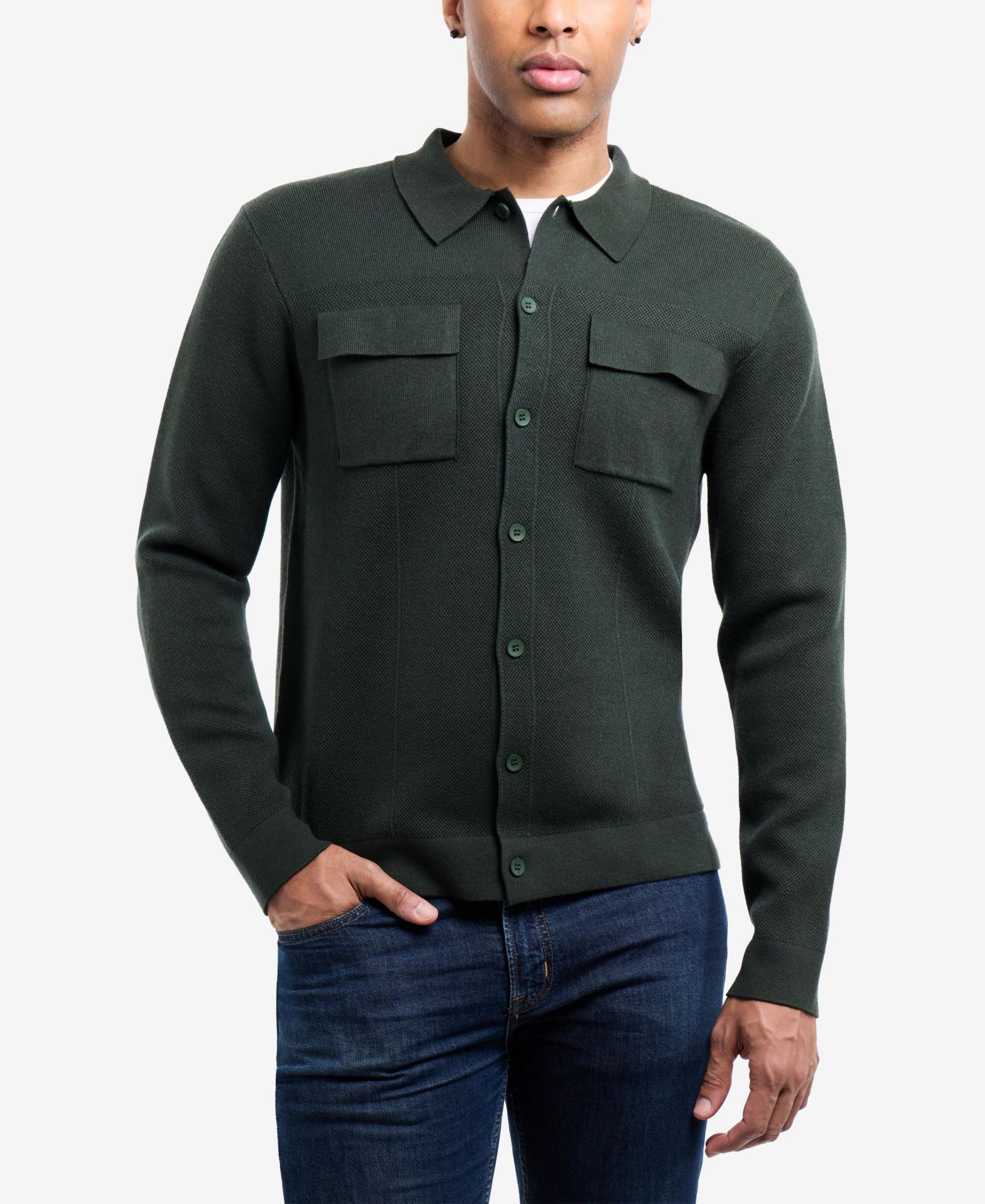 Мужской джемпер SPRING + MERCER Long Sleeve With Full Buttoned Two Patch Pockets