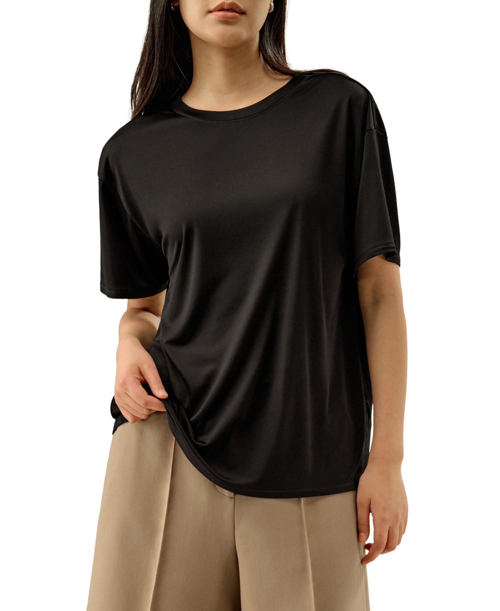 LILYSILK Women's Silk Jersey Oversized Tee