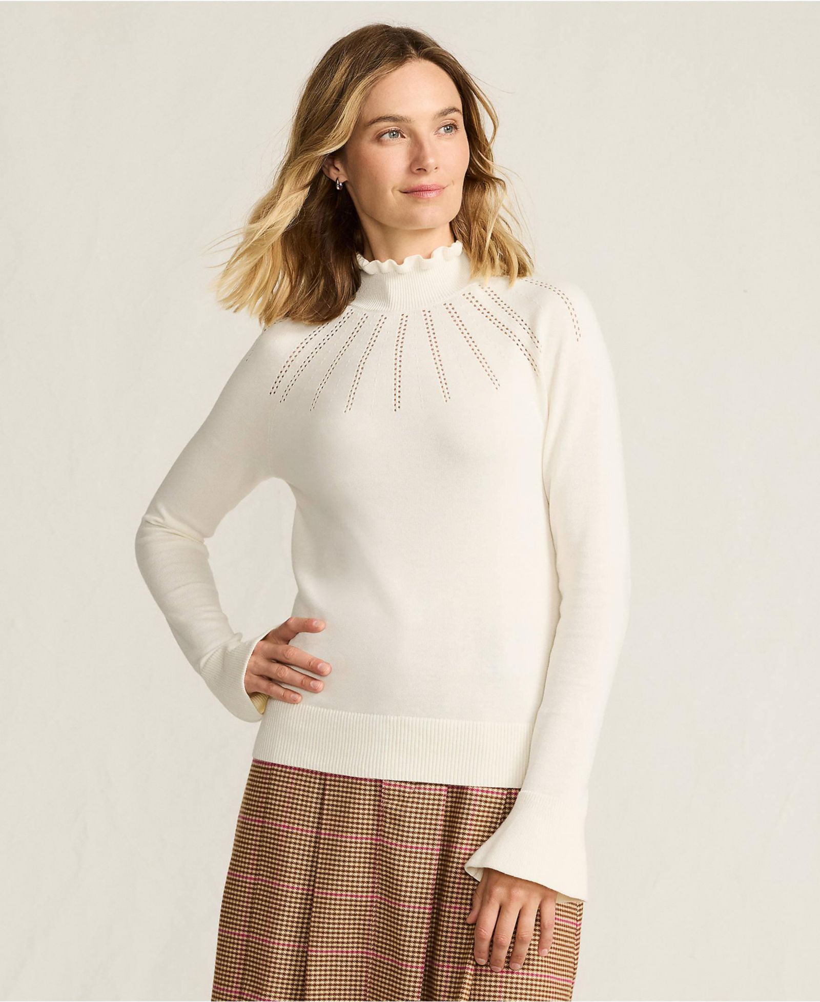 Свитер Lands' End Women's Cotton Pointelle Turtleneck
