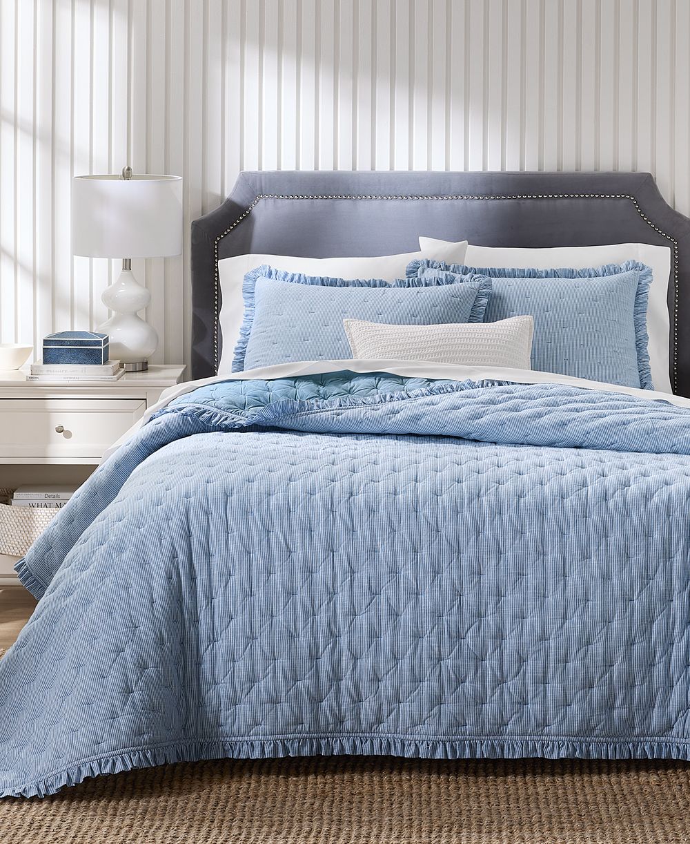 Charter Club Ruffle Pinstripe 2-Pc. Quilt Set, Twin/Twin XL, Macy's Exclusive