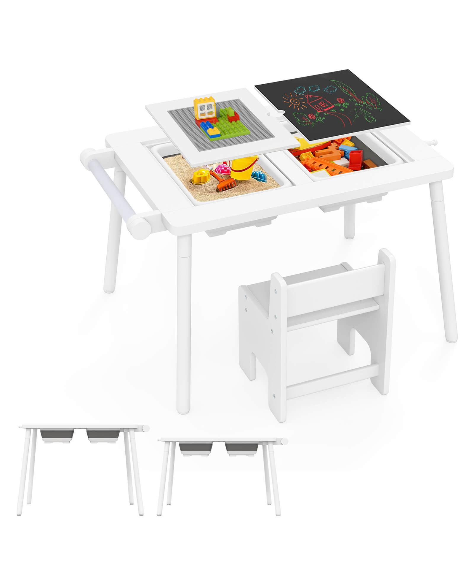 Costway Набор стола и стульев для сенсорных игр для детей 2-8 лет, бежевый
