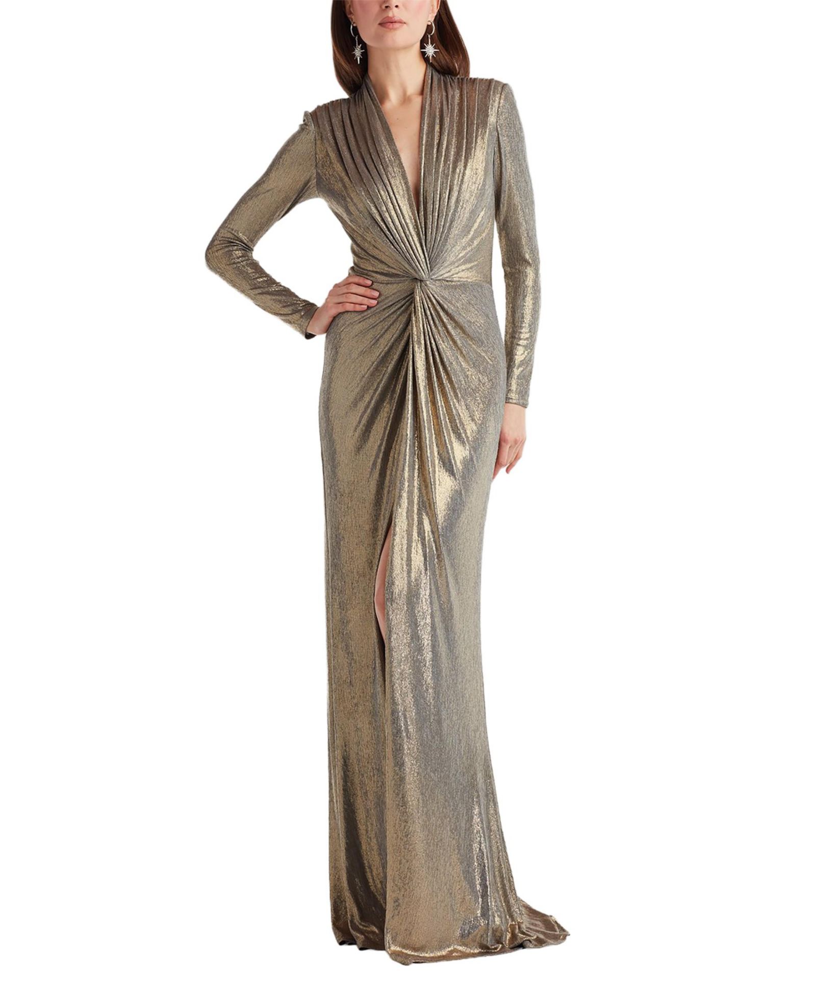Tadashi Shoji Женское вечернее платье Ferrum Metallic Twist Drape