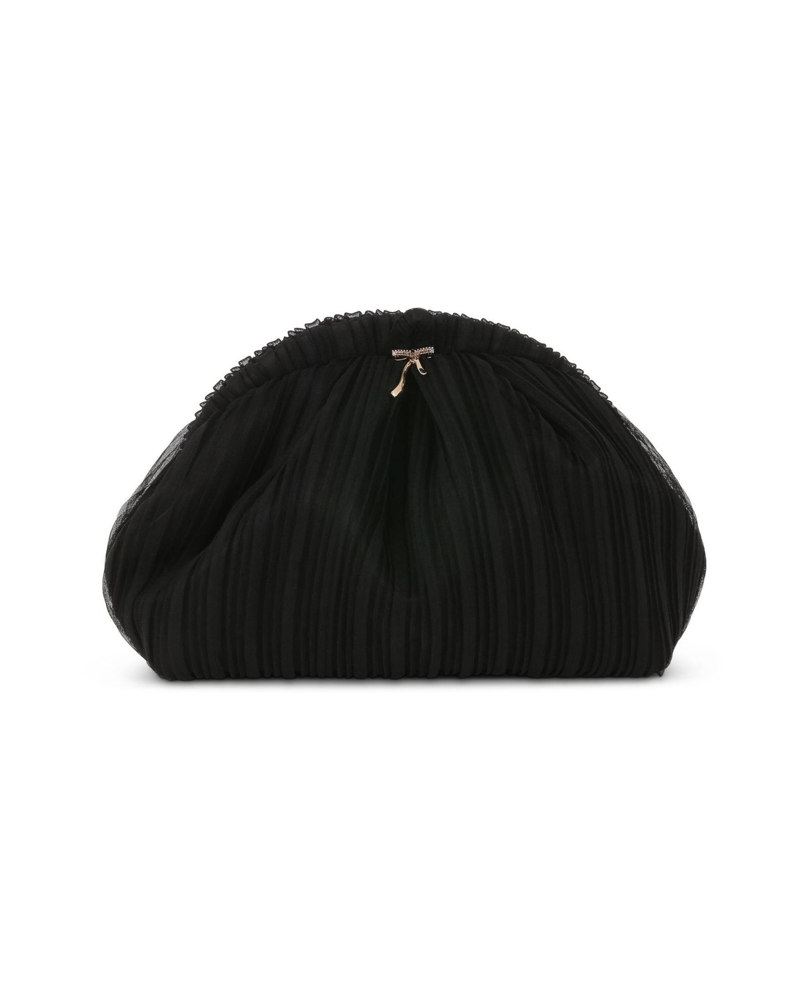 Woman's Vale Mini Pleated Pouch Clutch with Bow Charm