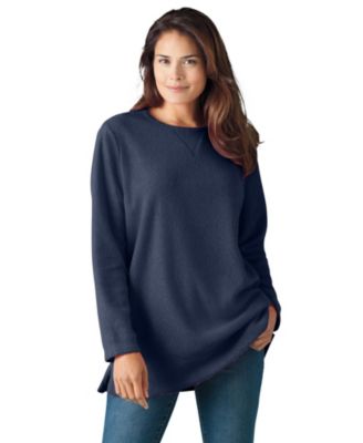 Woman Within Plus Size Within Crewneck Ultra Soft Sherpa Sweatshirt
