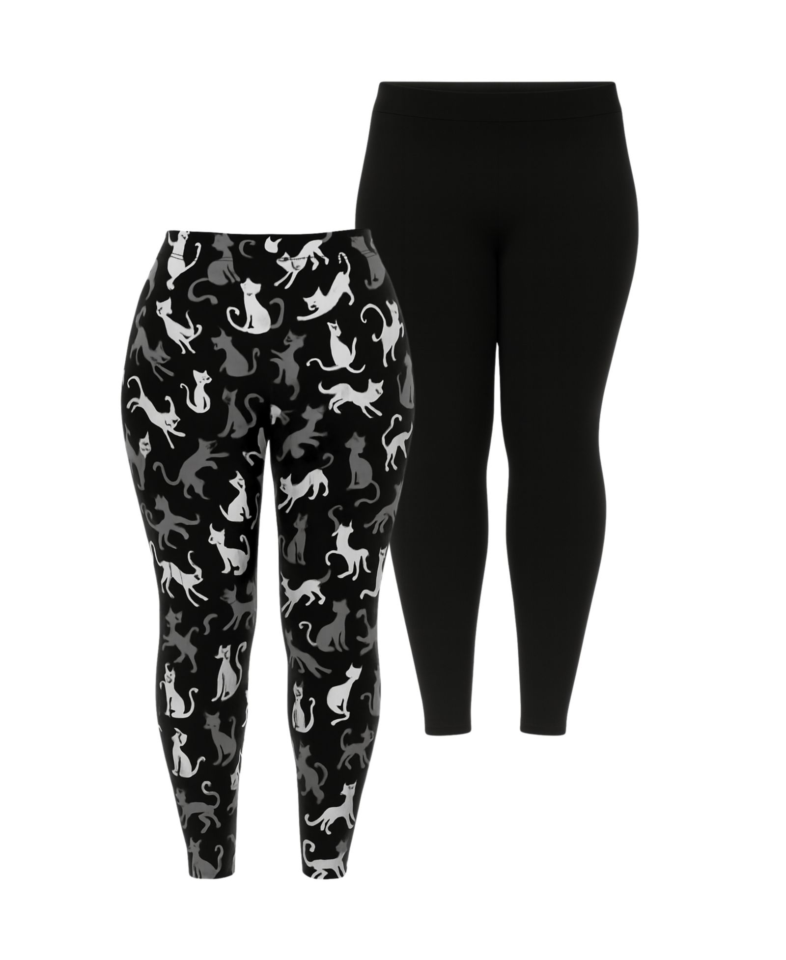 White Mark Women's Halloween Cat Print Leggings