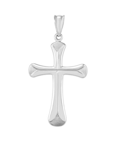 Macy's кулон Cross with Satin Edges 14k White Gold