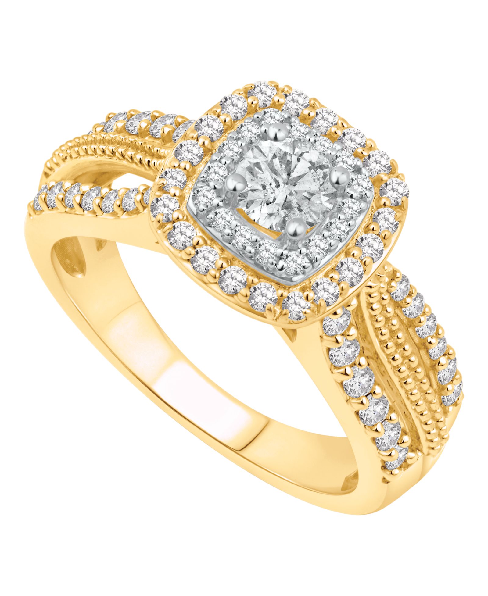 Кольцо Macy's Diamond Halo Engagement 1 ct. t.w. в 14k Two-Tone Gold