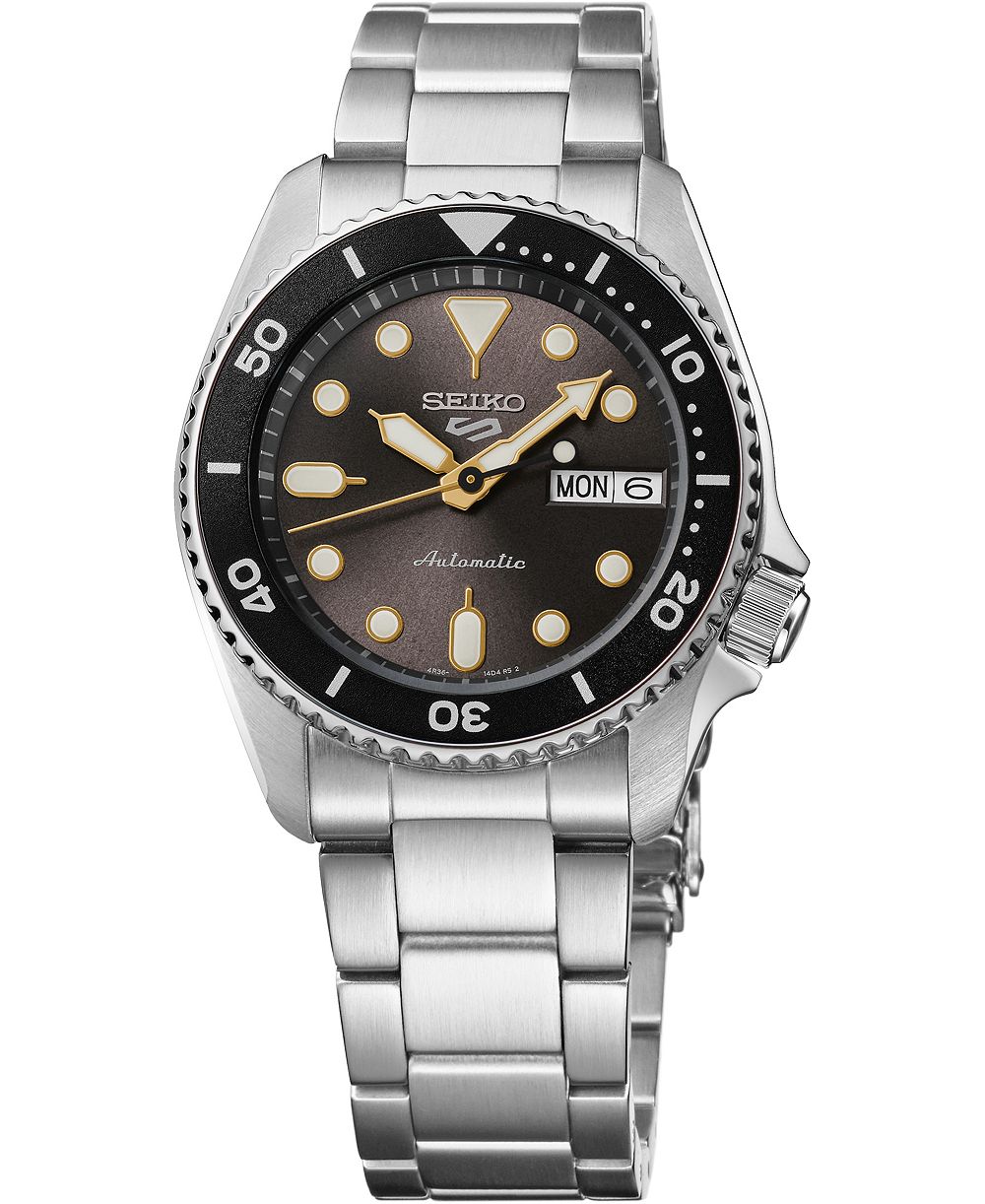 Мужские спортивные часы Seiko 5 с серебристым нержавеющим стальным браслетом, 38 мм