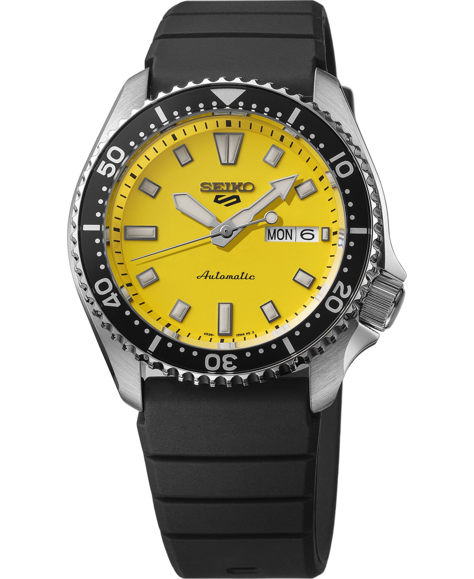 Seiko Men's 5 Sports Black Silicone Strap Watch, 42.5mm