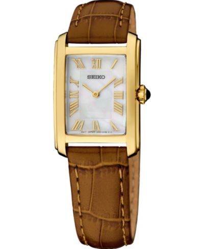 Seiko Women's Essentials Quartz Leather Strap Watch, 22.2mm