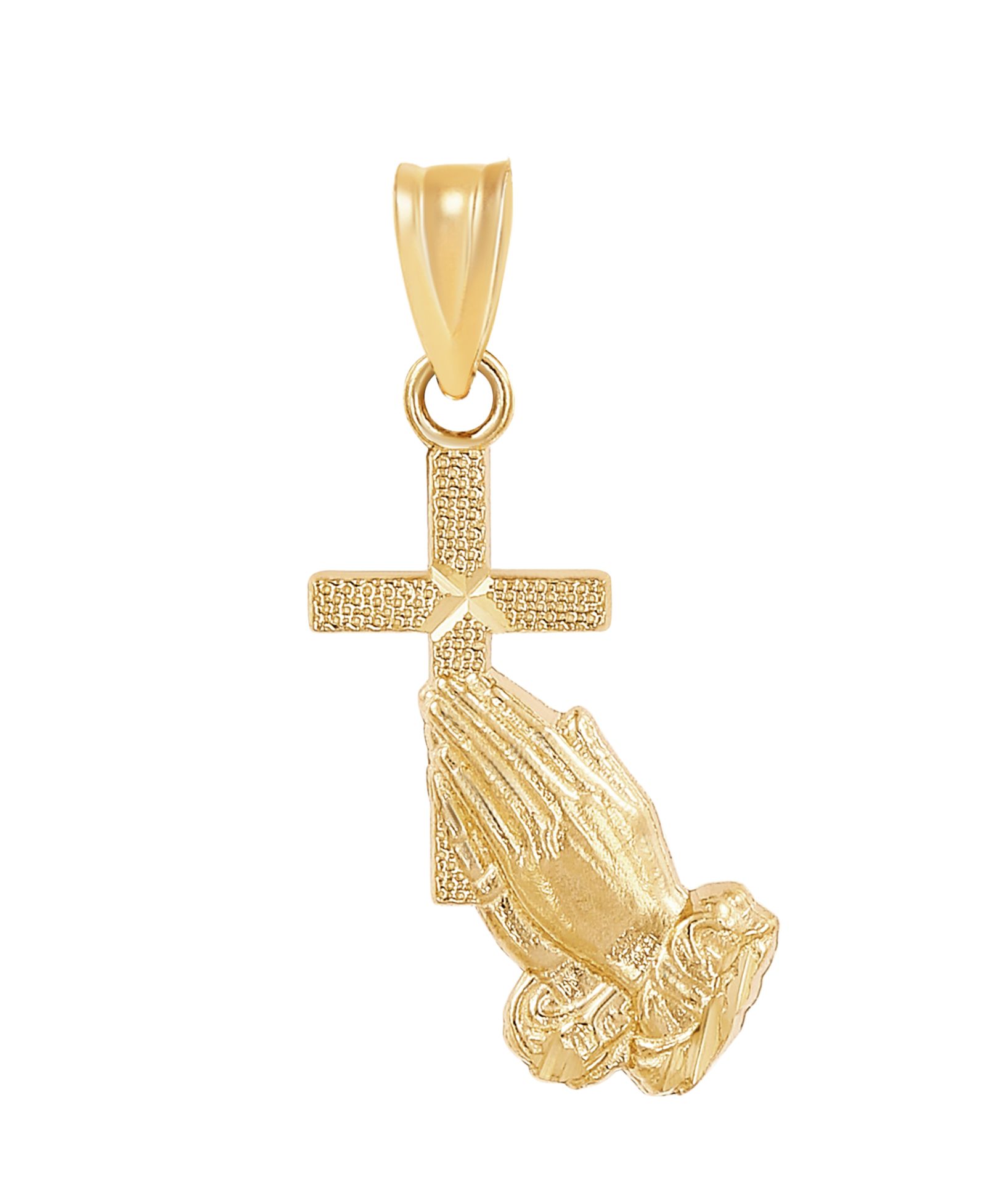 Подвеска Macy's Praying Hands with Cross, 10k Yellow Gold