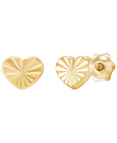 Детские серьи-гвоздики Macy's Polished Heart Button in 10k Yellow Gold