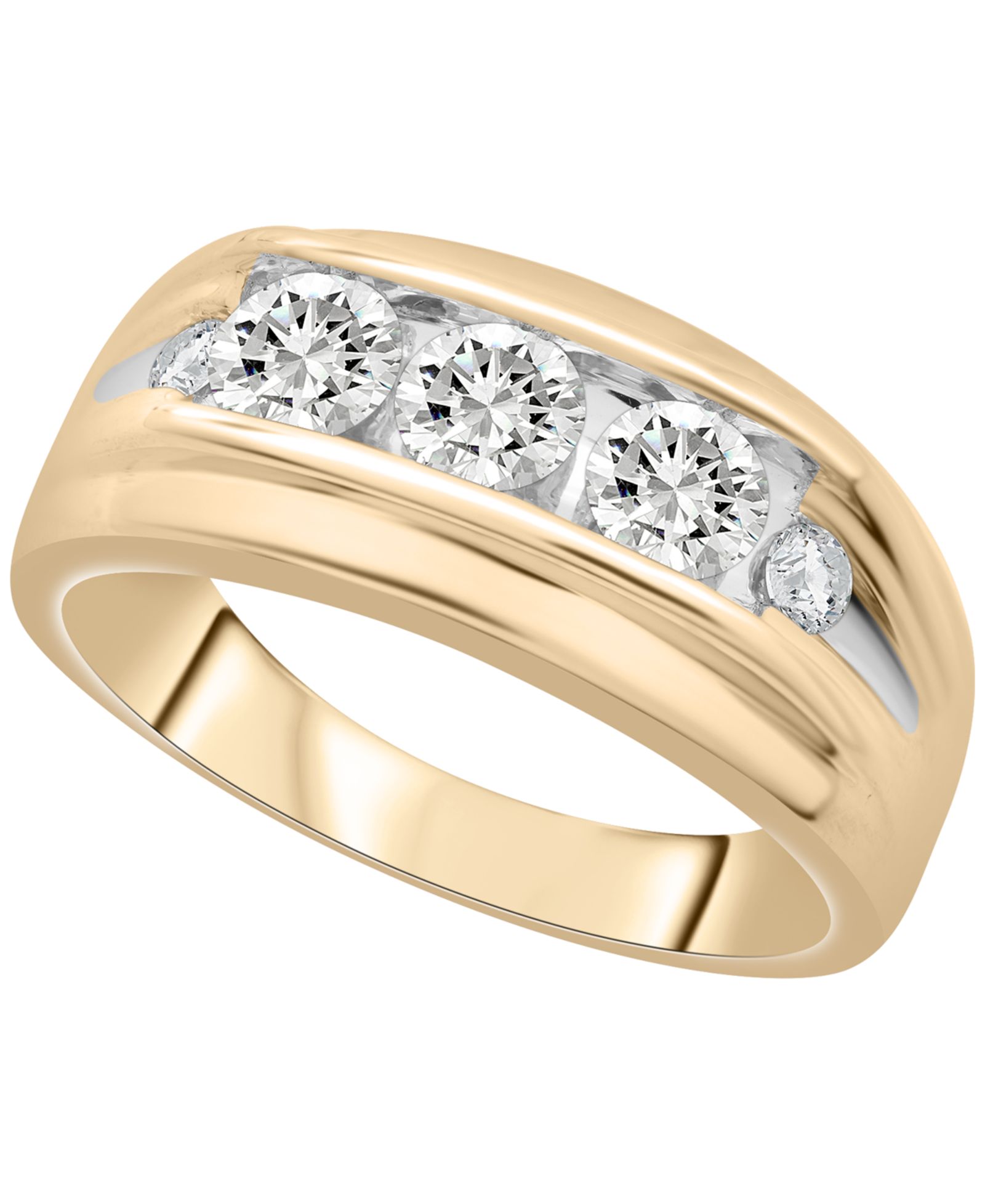 Мужское кольцо с 5 камнями в 10k желтом золоте, бриллиант (1 ct. t.w.)