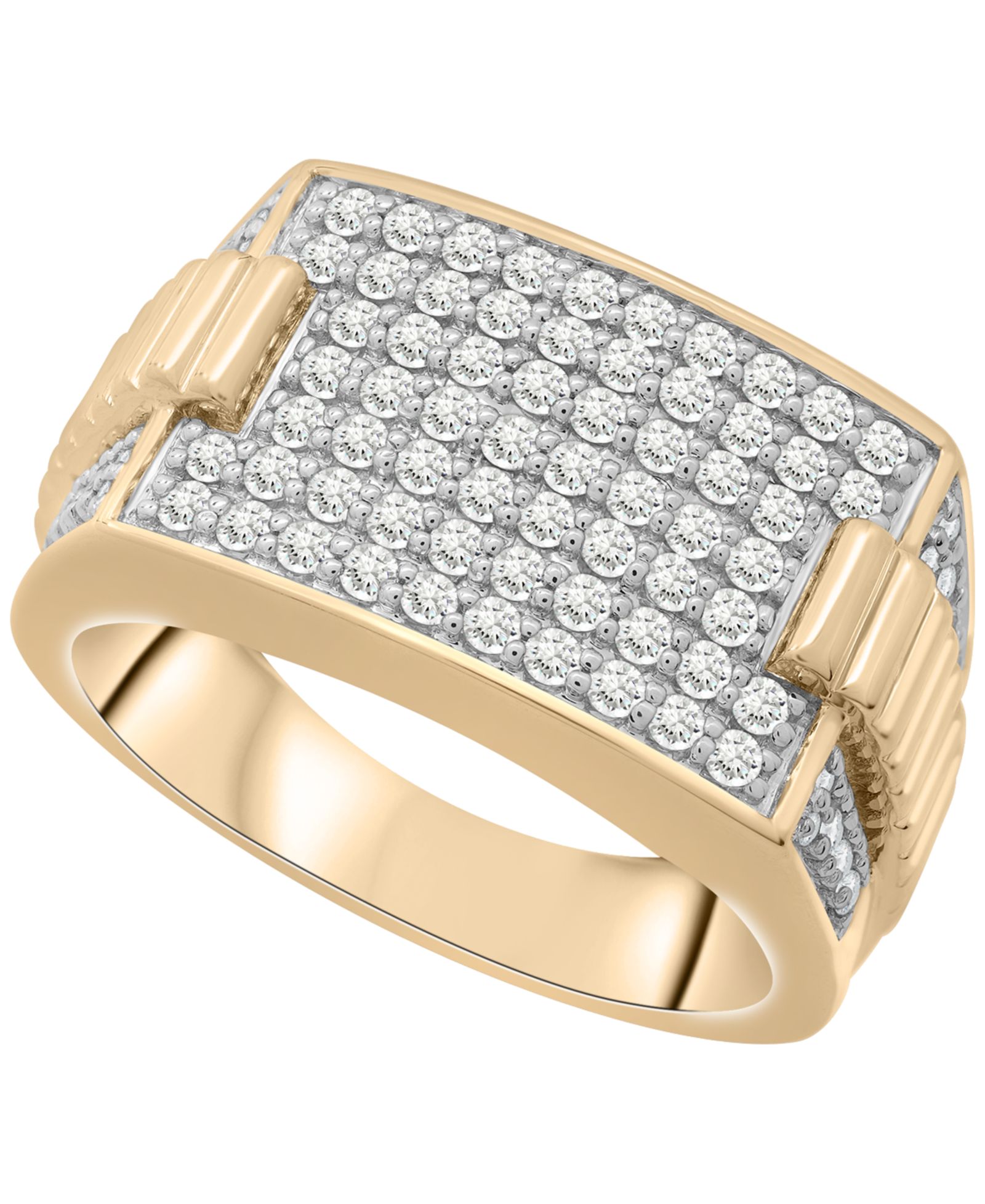 Мужское кольцо Macy's Diamond (1 ct. t.w.) Multi-Row в 10k Yellow Gold