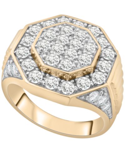 Macy's Men's Diamond (2 ct. t.w.) Ring in 14k Gold Plated Sterling Silver