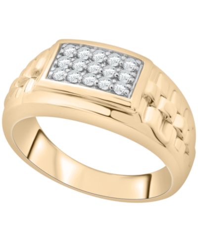 Macy's Men's Diamond (1/4 ct. t.w.) Ring in 14k Gold Plated Sterling Silver