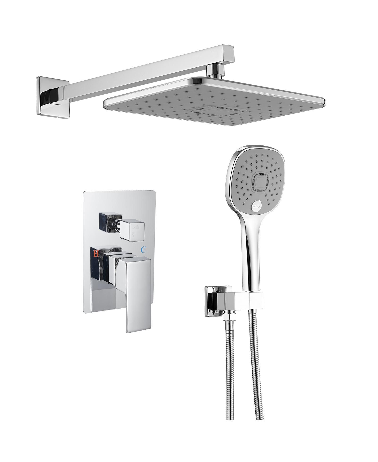 Greenspring Luxurious Single Handle 2-Spray 11.53 in. Wall Mount Rectangle Shower Head with Hand Shower Faucet in Polished Chrome